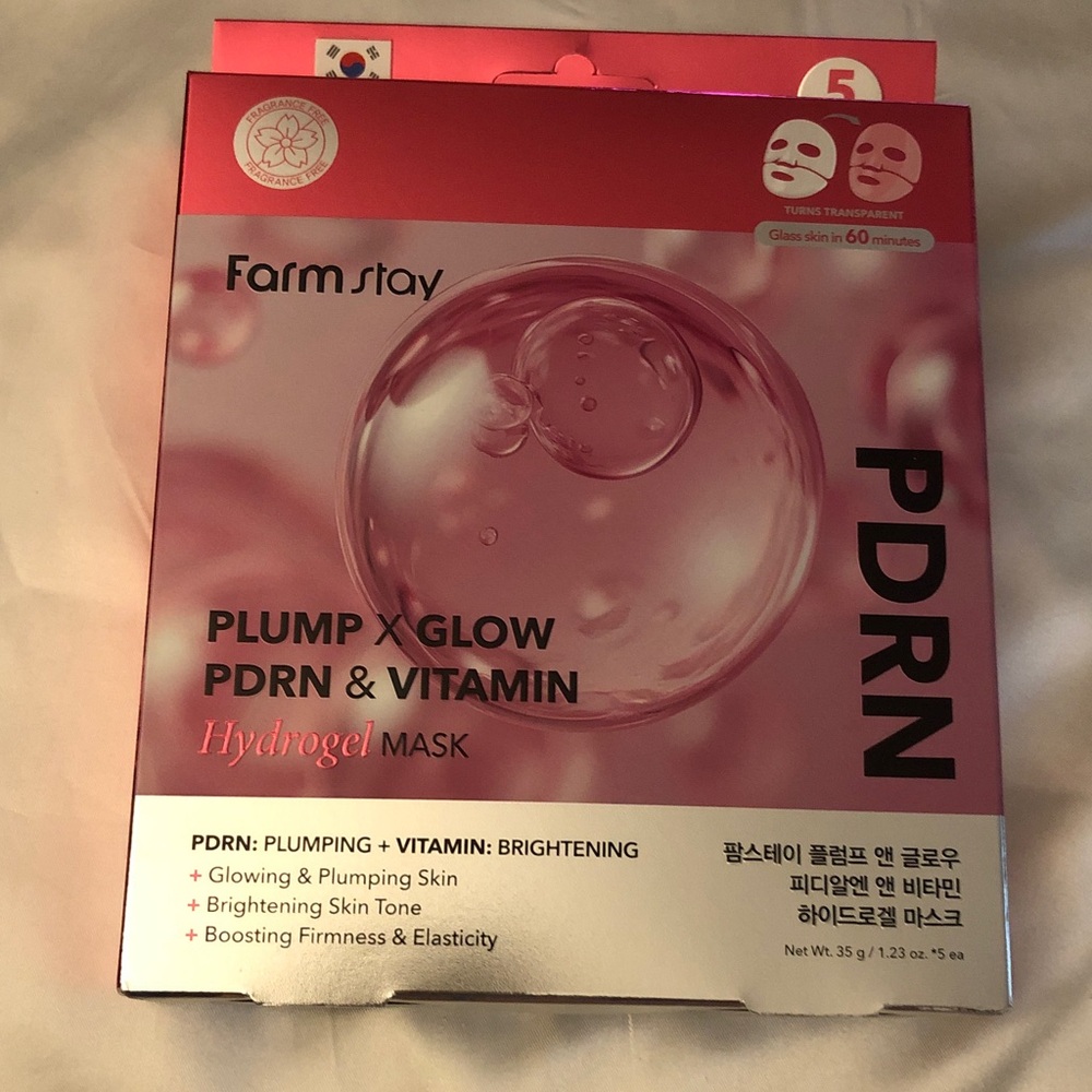 Farmstay Plump x Glow PDRN Vitamin Hydrogel Mask 5 PC Mask Sheet Set Sealed NIB
